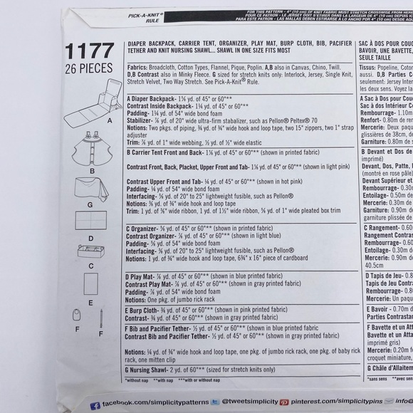 Simplicity 1177 Baby Accessories Sewing Patterns - Picture 4 of 5